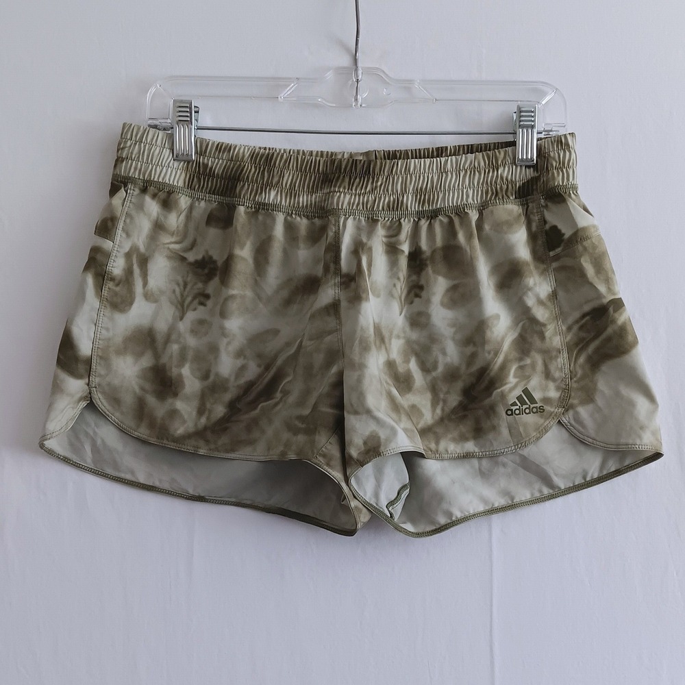 Adidas Running Shorts Womens Size M Green Tie Dye Excellent Athletic Gym Workout